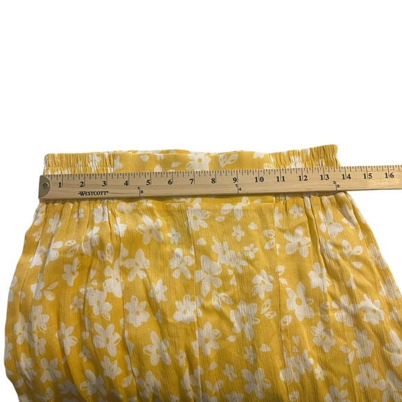 Yellow Floral Boho Wide Leg Pants Cottagecore Coastal Summer Elastic Waist Fairy - Picture 4 of 7